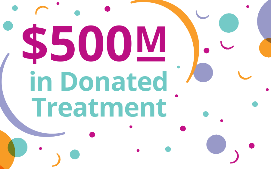 $500M in Donated Treatment Logo